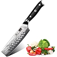 SHAN ZU Cuchillo de Cocina Nakiri Damasco- 16.5cm Cuchillo Japones para Verduras- Cuchillo de Chef de 67 Capas de Acero…